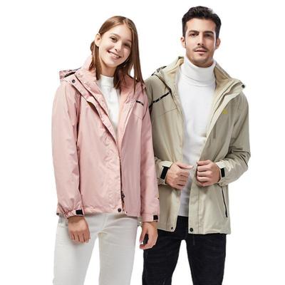 Windproof Outdoor Jacket Set: Couples' 3-in-1 with Detachable Fleece for Men & Women, Ideal for Autumn & Winter