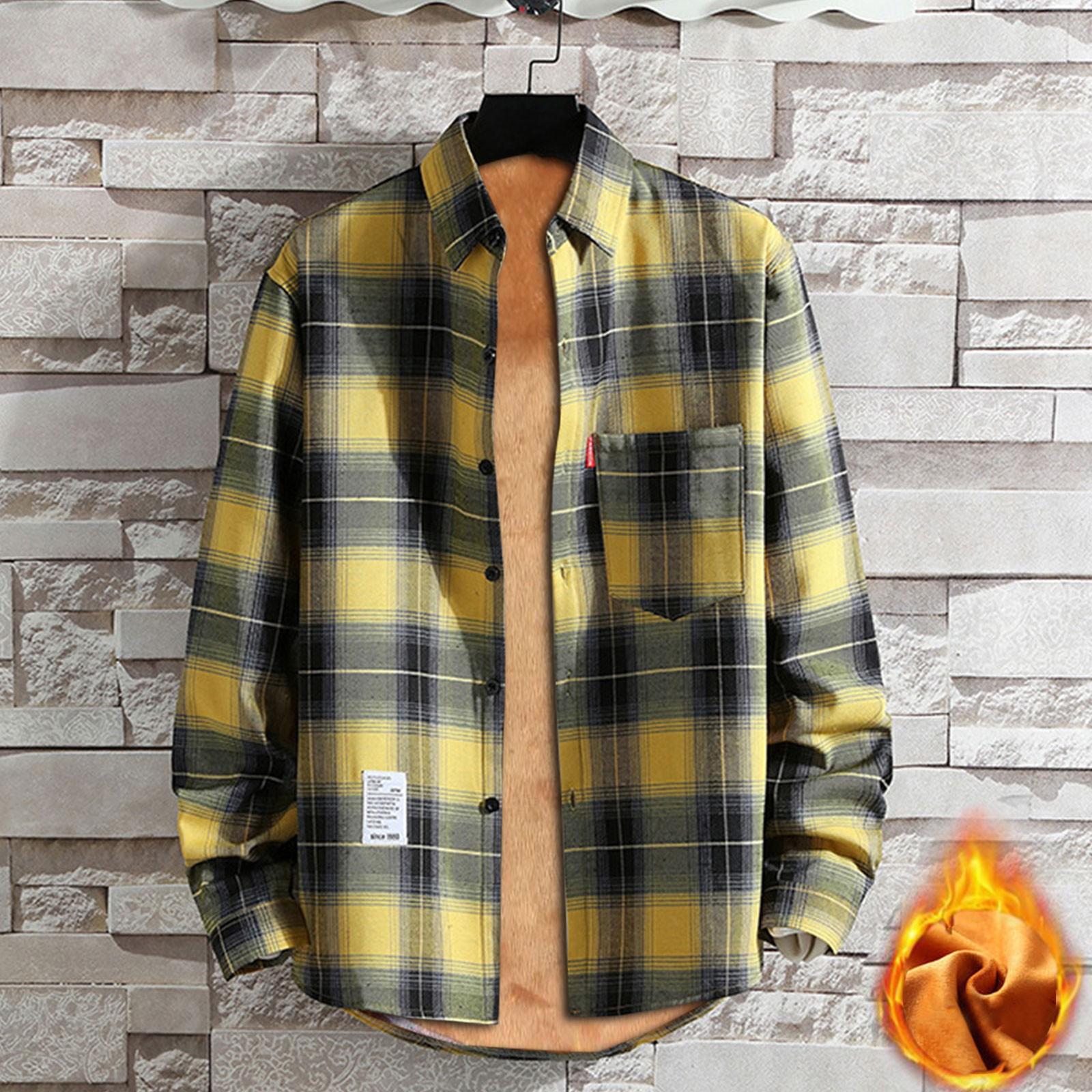 

Мужская повседневная модная клетчатая печать, свободная рубашка с лацканами и длинными рукавами, топы, блузка