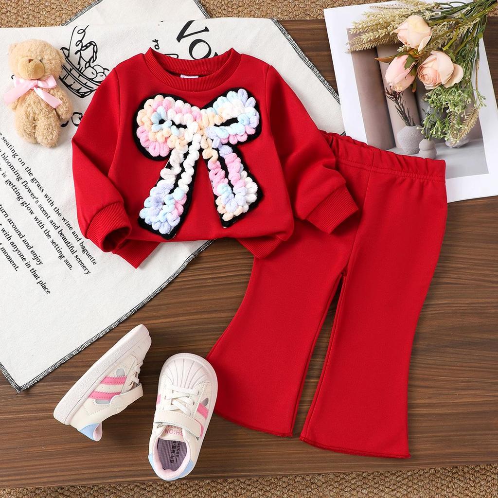 Evropská a Americká vínově červená mikina s dlouhým rukávem a tepláková souprava pro dívky