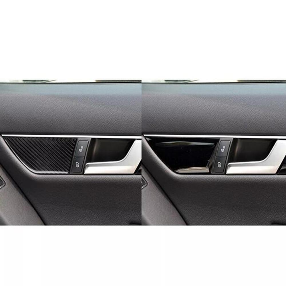 2× Carbon Fiber Door Handle Cover Trim For Mercedes-Benz C Class W204 2007-2013