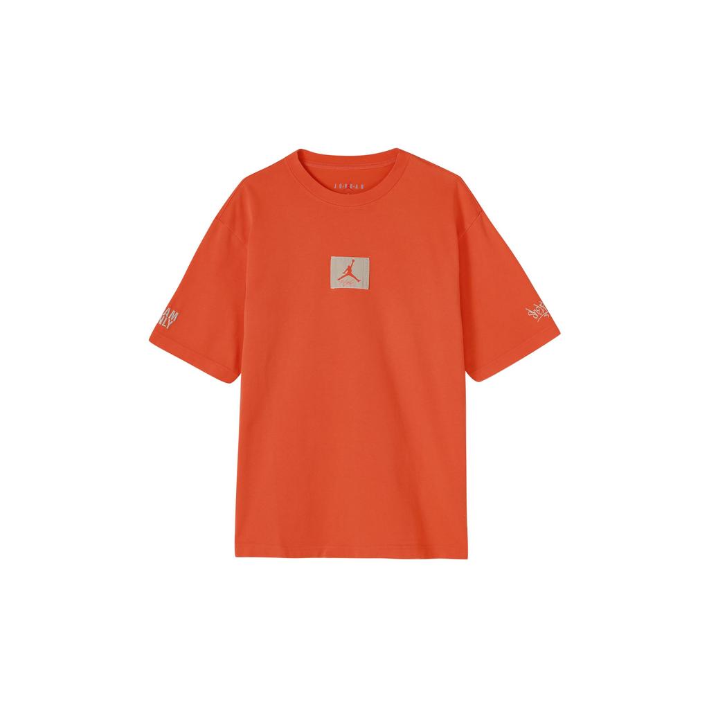Jordan X Shelflife Logo Patch Crew Neck Short Sleeve T-Shirt Men Tops Orange DV7001-819