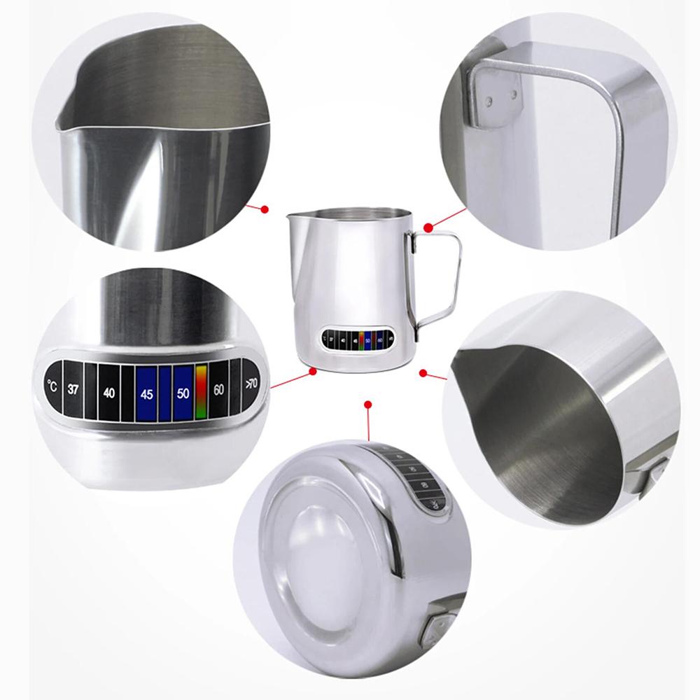 350/600ml/1000ml Milk Frothing Pitcher Coffee Mug Drinkware Temperature Display Stainless Steel Milk Frother Jug Cup for Latte