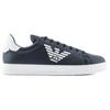 Emporio Armani Leather Low-Top Lace-Up Fashion Sneakers Men sneakers Blue X4X554XF66300120