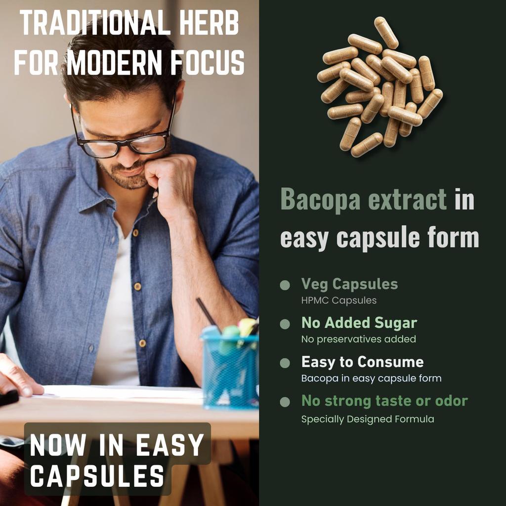 Bacopa Monnieri (Brahmi) 60 Capsules | Extract Powder | Organic