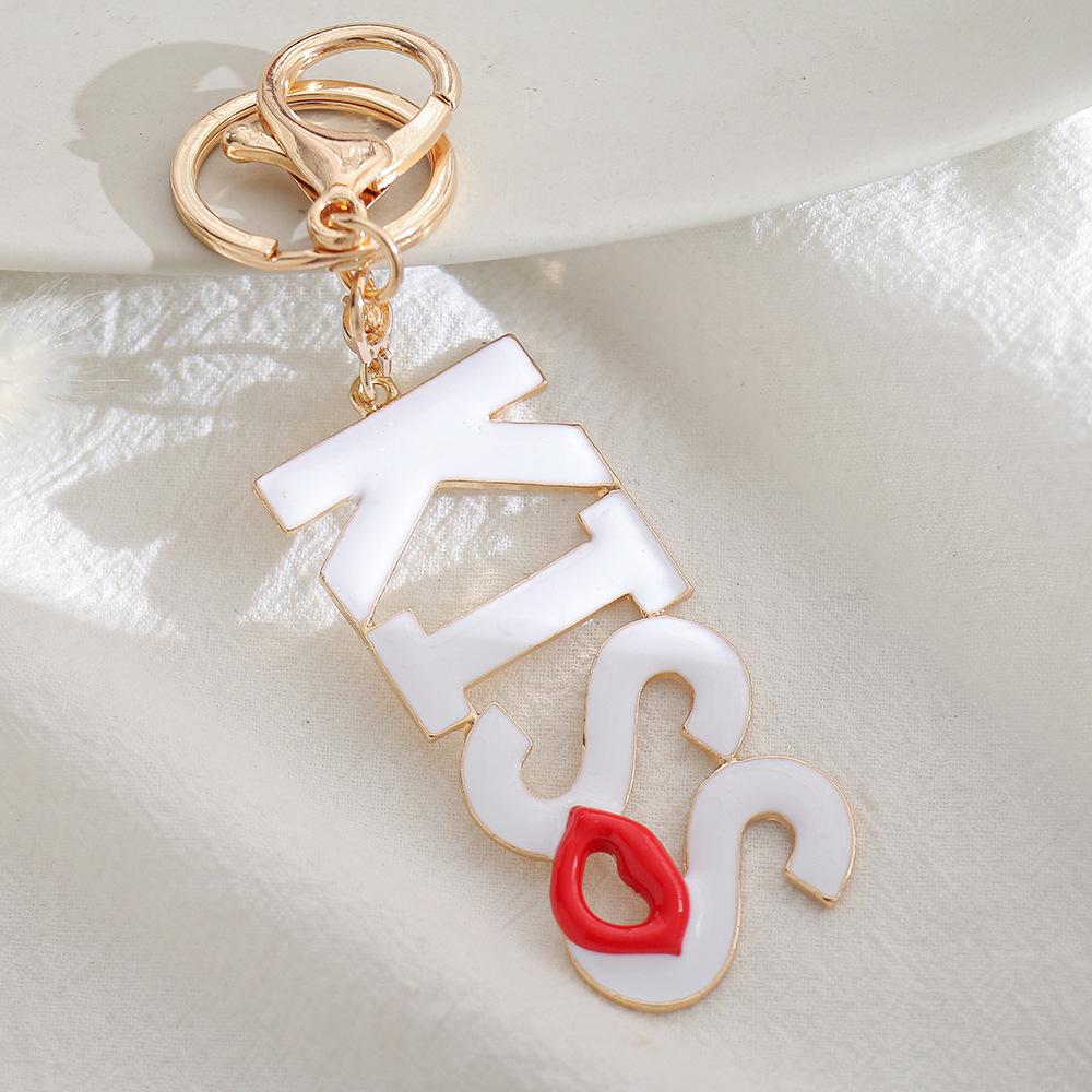 European American Letters Painting Oil Pendant Metal Three-Dimensional Cartoon Kiss Lip Bag Small Gift