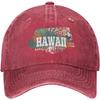 Funny Hawaii Vintage Distressed Adjustable Washed Denim Mens Dad Trucker Hat Baseball Ball Cap for Men