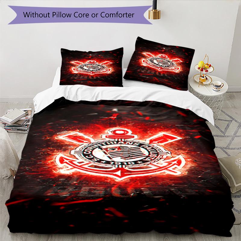Sport Club Football Crest Printed Pattern Duvet Cover Set – Includes 1 Duvet Cover and 2 Matching Pillowcases Bedroom Decor Christmas Gifts