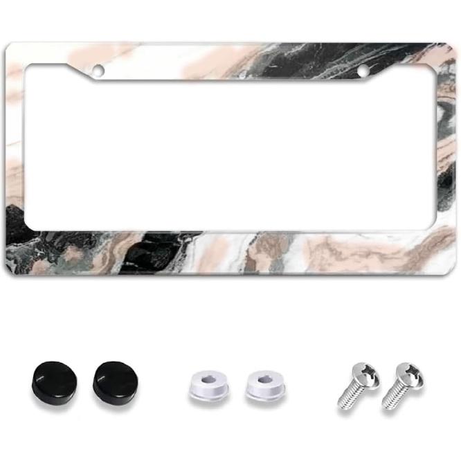 Hawaiian Blue Flowers License Plate Holder Frame Cover Beautiful Floral Car Accessories Stainless Aluminum Steel Auto Parts Car Tag Frame Decorative