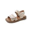 Korean Style Hollow Floral Princess Sandals, Summer Open Toe Leather Shoes for Baby Girls