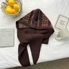 Vintage Fair Island Jacquard Knitted Hooded Scarf Women's Autumn and Winter Ribbon Baotou Ear Cap Integrated Thermal Cap