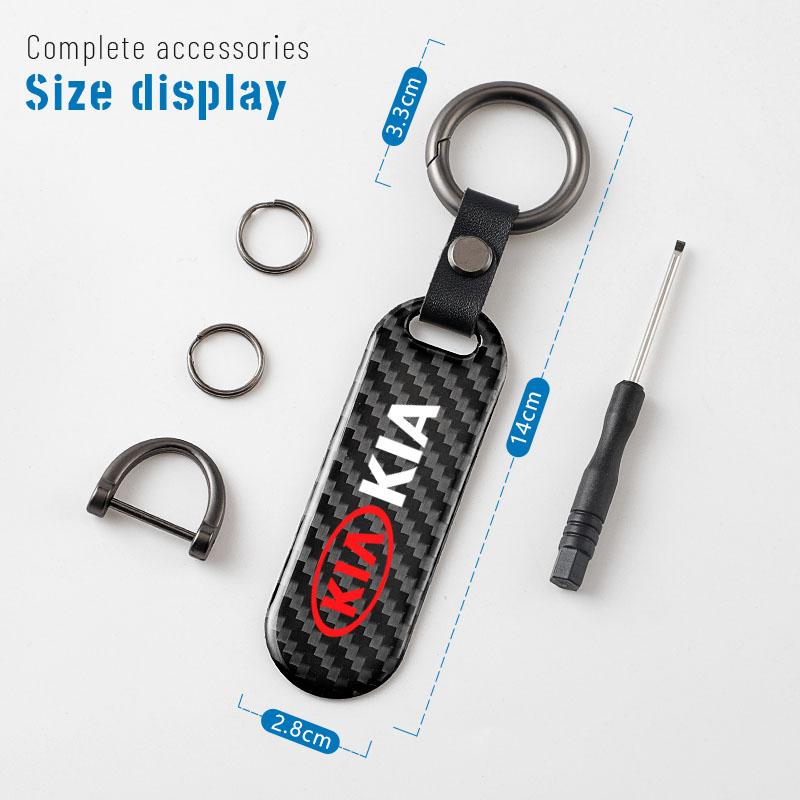 NYOJ2 Car Keychain Carbon Fiber Zinc Alloy Key Chian Ring For KIA Ceed RIO K9 Sorento Carnival Stinger Forte Niro Soul EV9 EV6 Stonic
