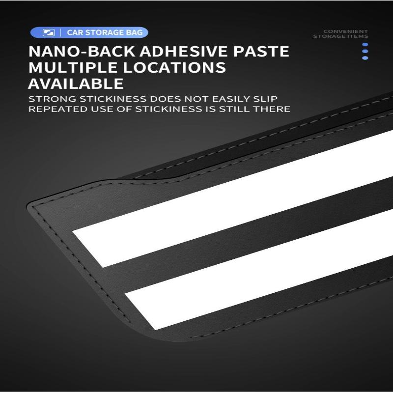 Car Storage Bag Pu Leather Mobile Phone Sticky Net Bag Multifunctional Car Seat Side Pocket Console Storage Box Auto Accessories