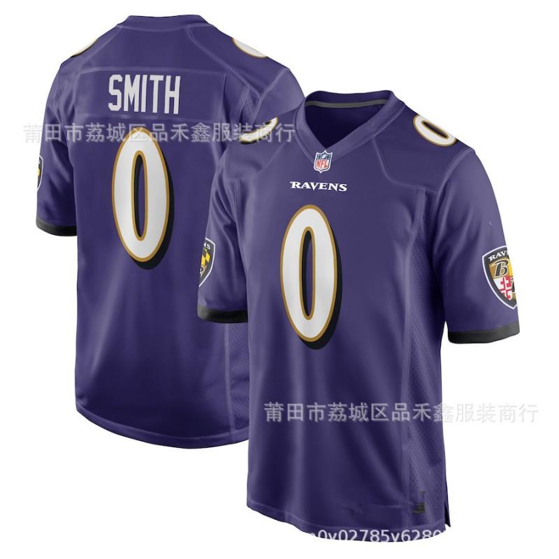 Baltimore Ravens NFL Football Jersey 0 Smith Embroidered Game Practice Uniform Men Unisex Cotton