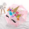 Unicorn Flowers Automatic Folding Umbrella  Simple 8 Rib Design, Bright Cartoon Pattern, Durable Iron Frame, Suitable For Travel, Outdoor, B