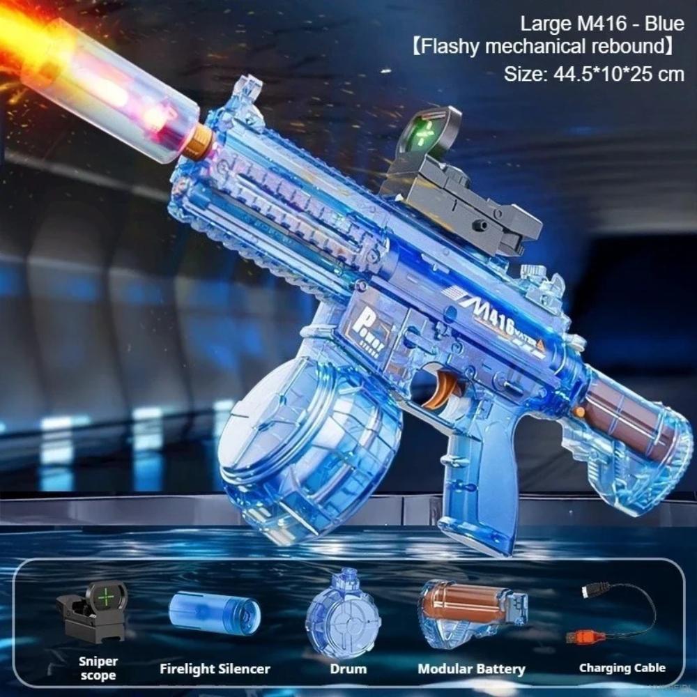 Flame Light M416 Electric Water Gun High Speed Burst of Flashing Flames Water Saving Toy Water Play Toy Birthday Gift