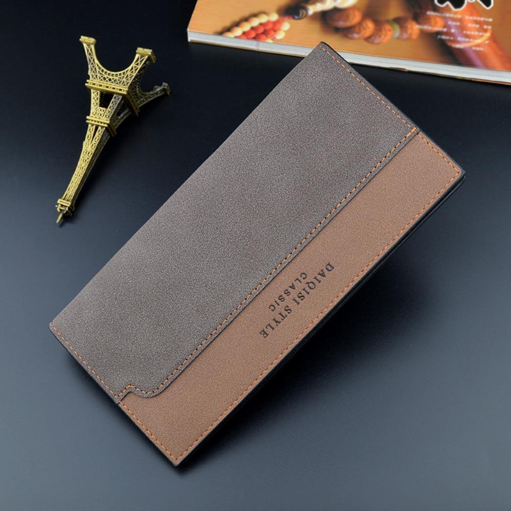 

Minimalist PU Leather Men s Wallet Long Style Black Coffee Multiple Pockets High Capacity Slim Wallet Men Women кофейный