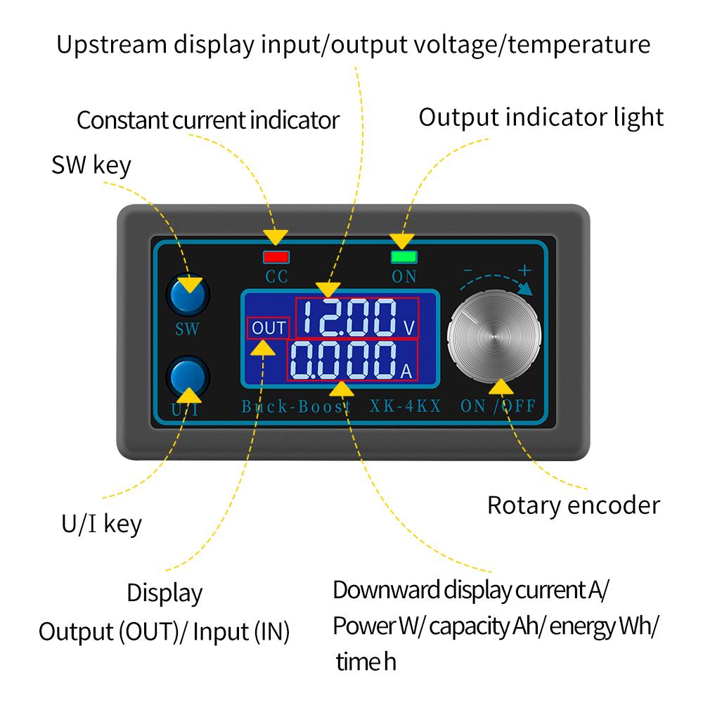 DC-DC Buck Boost Converter Adjustable Power Supply 0.6-36V 5A 80W Digital Control Voltage Regulator With LCD Display