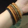 Natural Wood Flat Bead Bracelet, Hand Polished Ethnic Wristband, Unisex Spiritual Jewelry