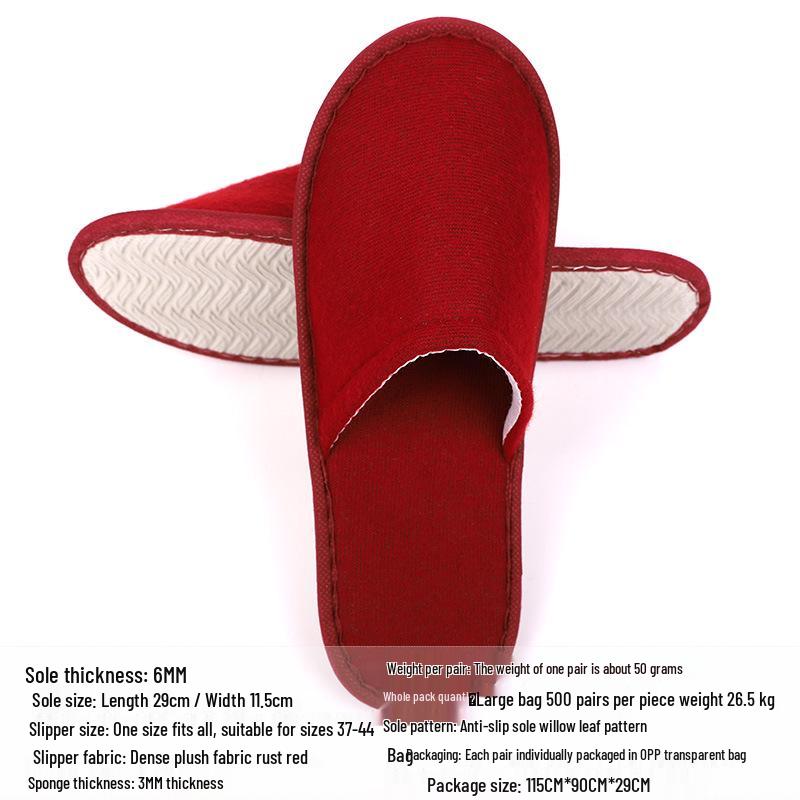 Portable Thick Cotton & Linen Disposable Slippers for Hotels, B&Bs, Guest Houses, and Travel