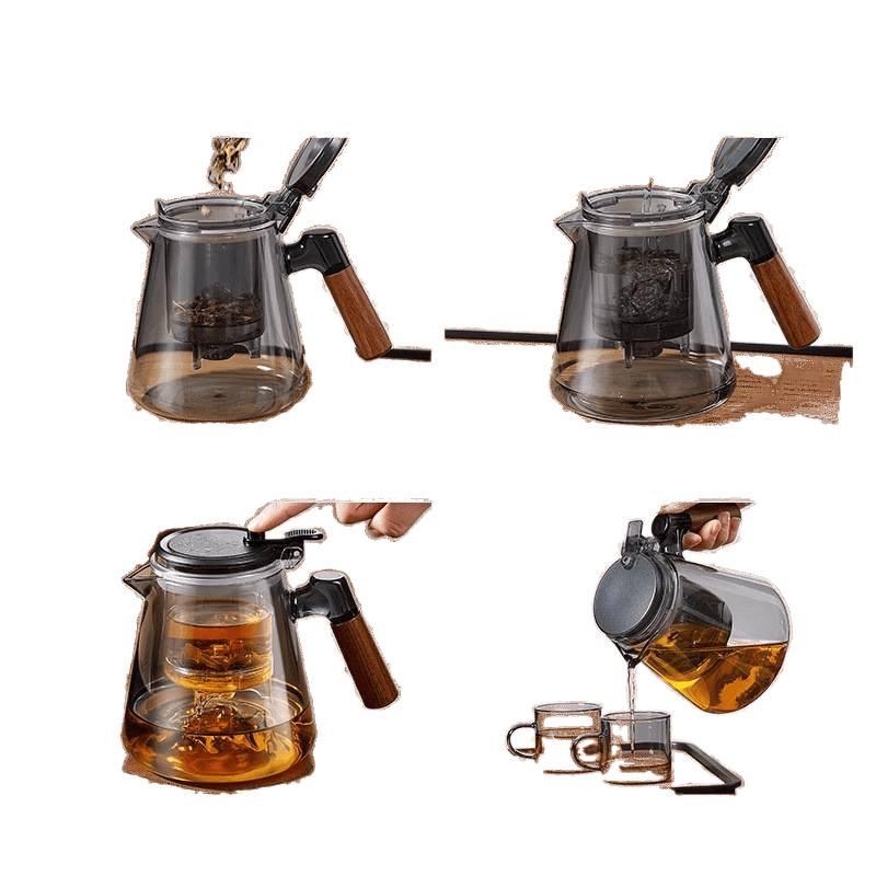 High-Temperature Resistant Glass Teapot with Built-in Tea & Water Separation