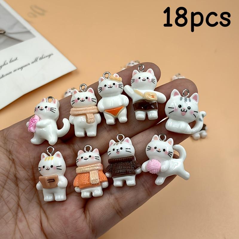 

18 fun resin cat pendants, handmade animal pendants, used for jewelry accessories, earrings 18pcs
