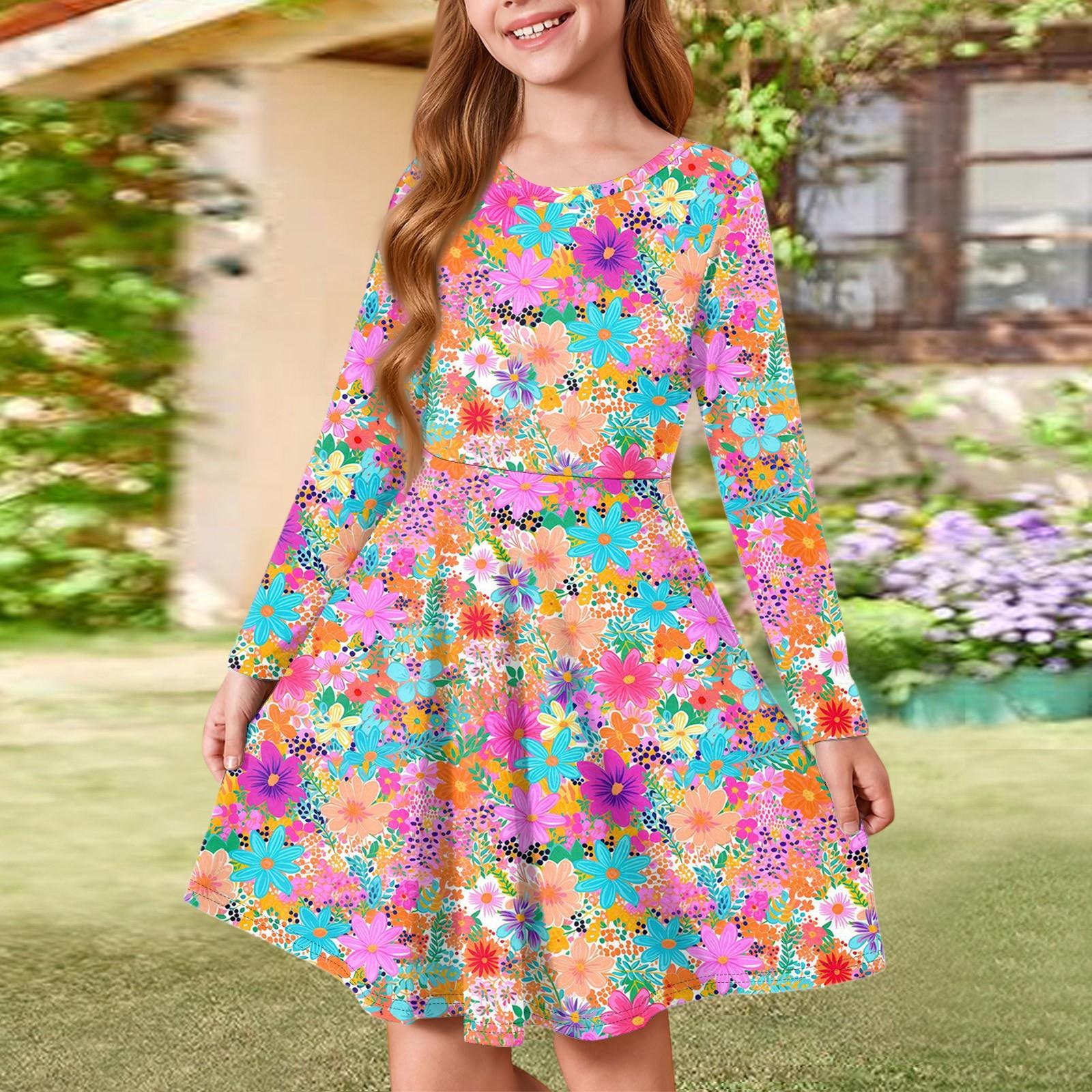 

Летнее платье принцессы для девочек - платье-футболка А-силуэта с длинными рукавами 140