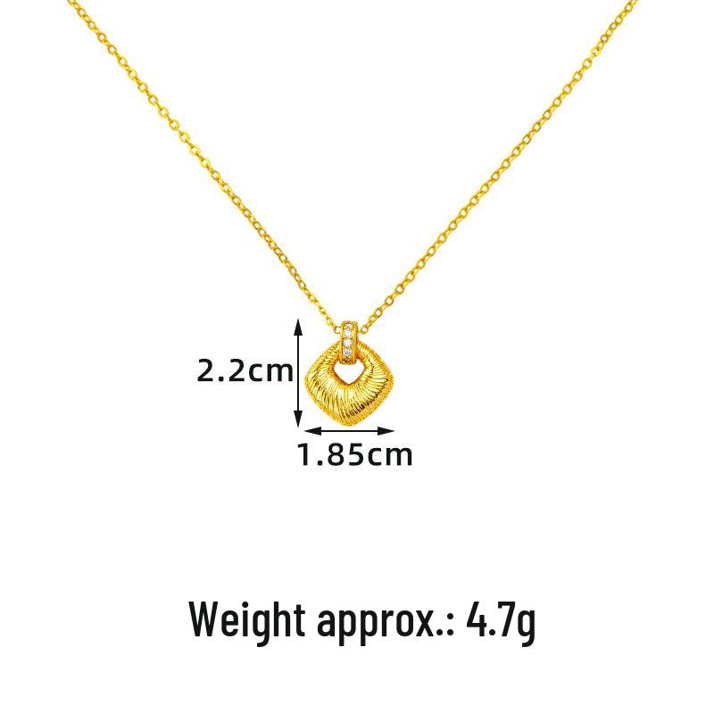 Ethnic Brushed Diamond-Set Geometric Pendant: Women's Trendy Long-Lasting Vietnam Sand Gold Jewelry