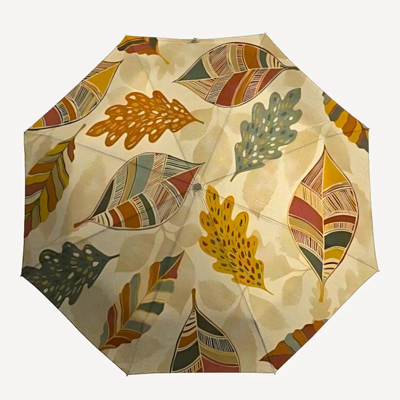 

1pc Autumn Leaves Automatic Open/Close Umbrella Compact Folding Umbrella, All-Season Portable Umbrella for Women/Men293
