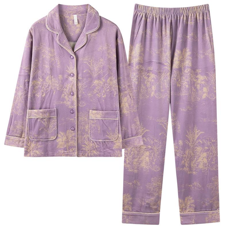 Pajamas Women'S Winter Island Fleece Thickened Fleece Coral Fleece Warm Autumn And Winter Middle-Aged Mother Loungewear Spring And Autumn Suit