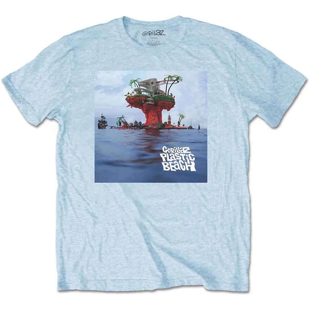 Gorillaz T Shirt Plastic Beach Band Logo Official Mens Light Blue XL 4XL