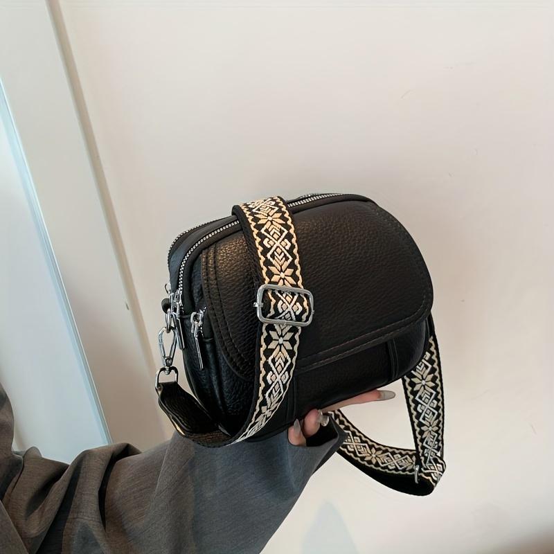 Chic Women’S Crossbody Bag - Solid Color Durable PU Magnetic Closure Comfort Strap Small & Stylish Purse With Zipper