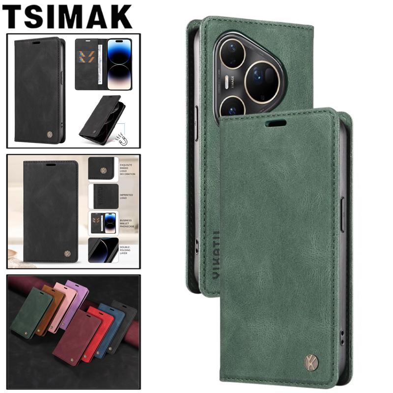 Huawei Pura 70 80 Pro Plus Pura80 İçin Kapaklı Cüzdan Kılıf Cilt Dostu Deri Kart Yuvalı Coque for Honor 300 Ultra Fundas