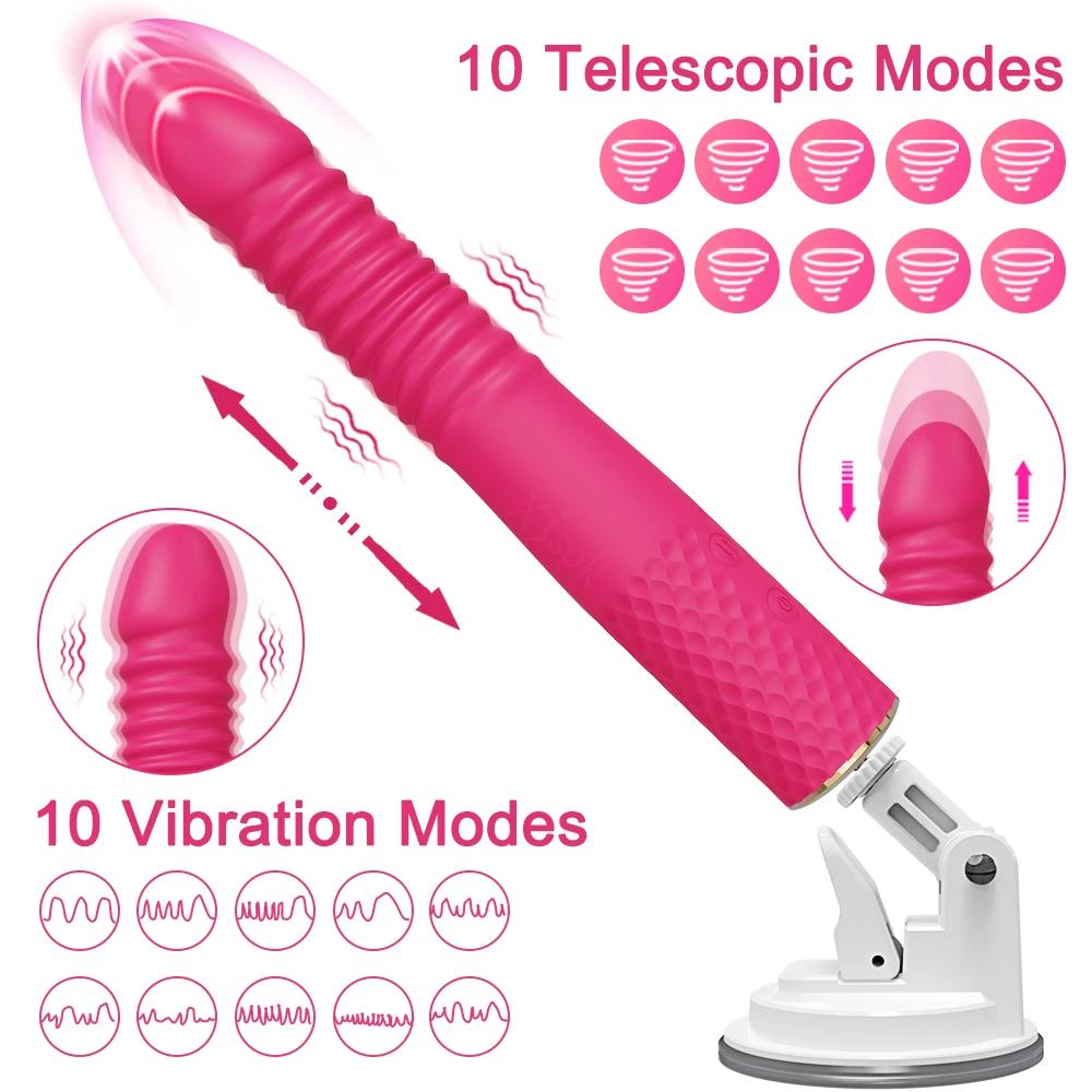Automatic Telescopic Thrusting Realistic Dildo Vibrator for Women G Spot Clitoral Stimulation Sex Toys for Women Sex Machine
