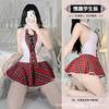 Sexy Red Grid One-piece Student Dress Lace-up Dress Sexy Underwear Neck Halter Uniform Seduction Cosplay