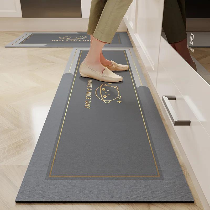 

Retro Kitchen Floor Mat Oil-proof Waterproof Anti-fouling PVC Home Rug Dirty Resistant Anti-slip Balcony Carpets Tapis 45x70cm 17.7x27.5in