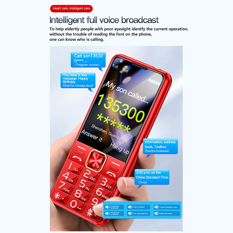 i33(H11) Button phone LTE 4G 2.4 inch 1500mAh alarm clock music player flashlight Dual SIM 2G feature phone