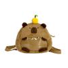 Cute Cartoon Capybara With Transparent Layer Can Hold Badge Plush Backpack