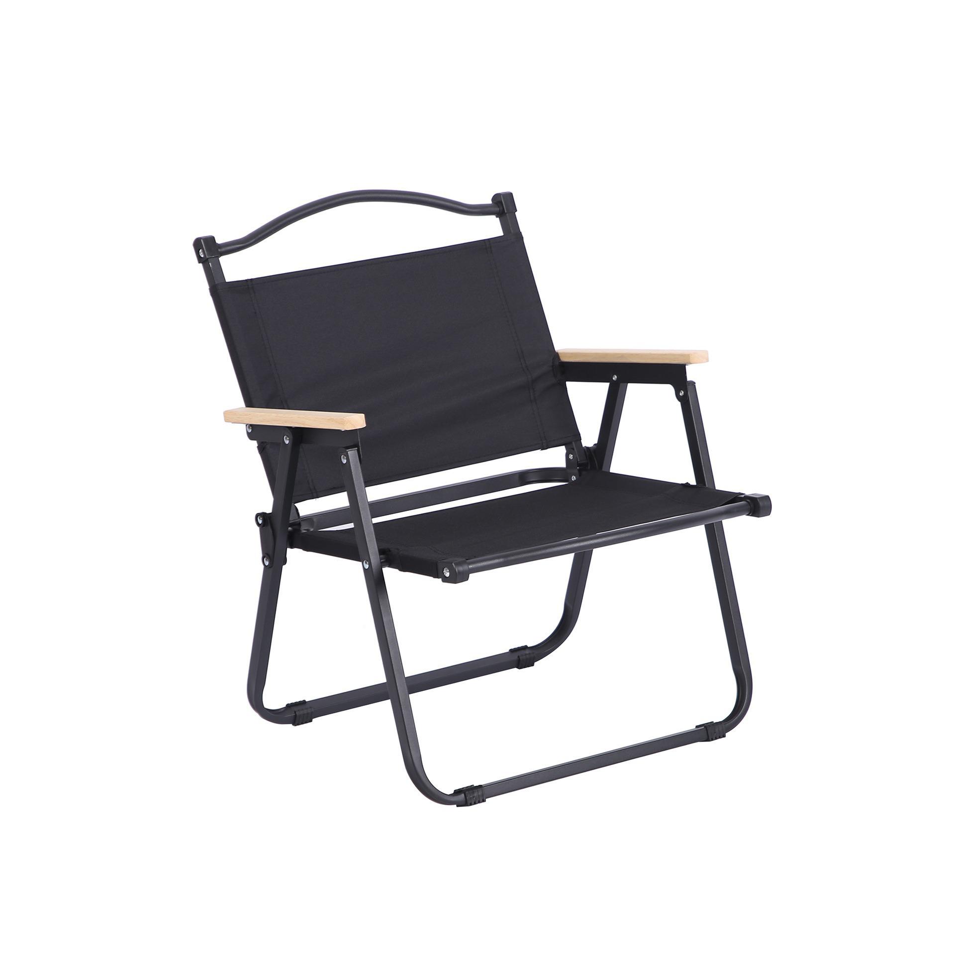 Portable Outdoor Aluminum Folding Chair with Wood Grain Finish