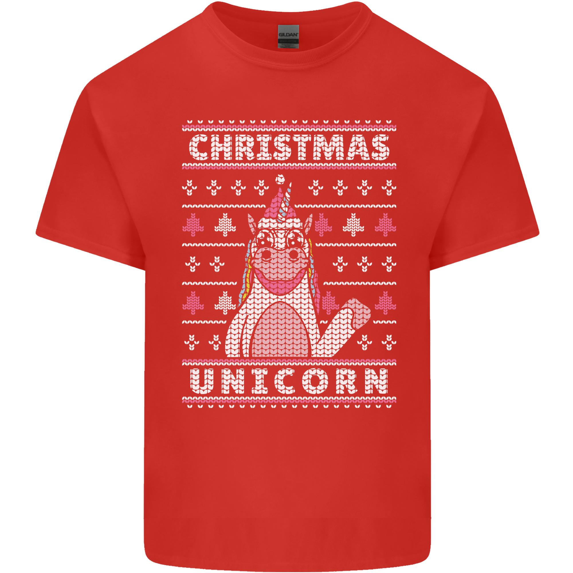 Funny Christmas Unicorn Pattern Unisexs Light Cotton TShirt S