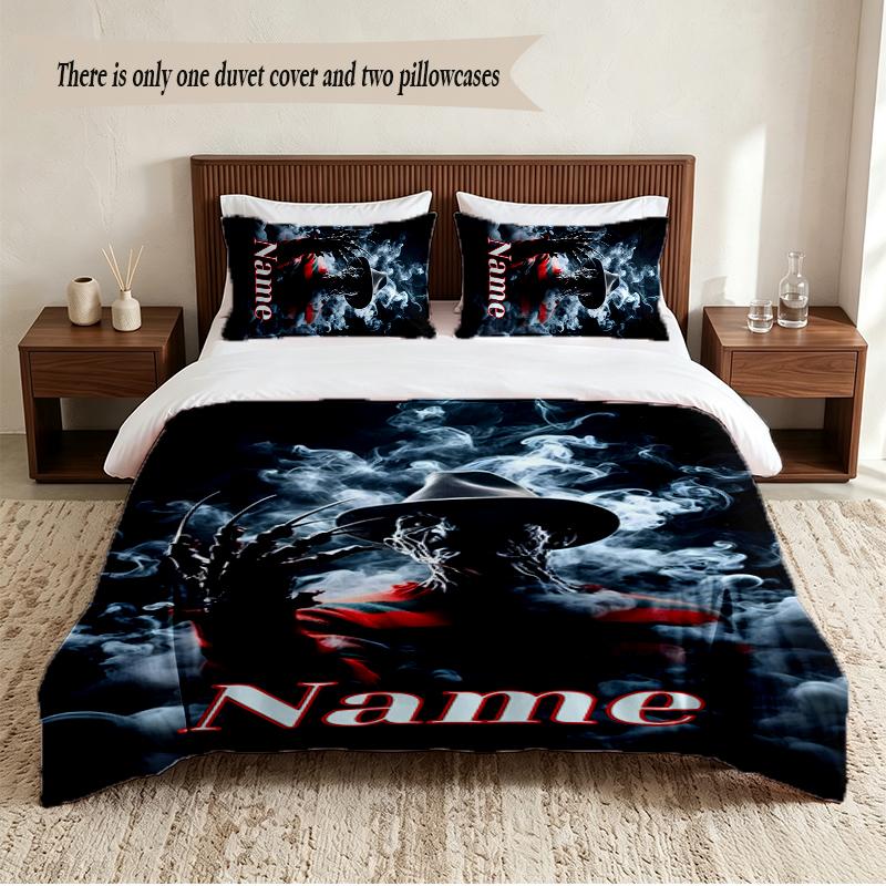 Freddy Krueger Personalized Custom Name 3‑Piece Bedding Set Soft Duvet Cover Set For Bedroom Home Decor