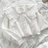 White Shirt Ruffled Loose Long-sleeved Top Autumn New Solid Color Doll Collar Shirt Women French Sweet