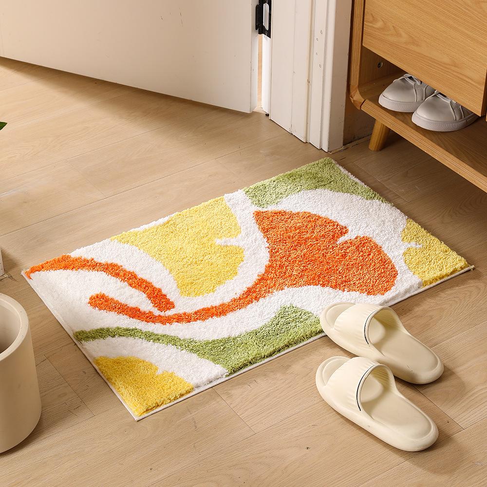 

Мягкий флокированный придверный коврик с цветочным узором: Нескользящий коврик для удаления пыли для прихожих, балконов или ванных комнат 50x80cm - Quality Flocking