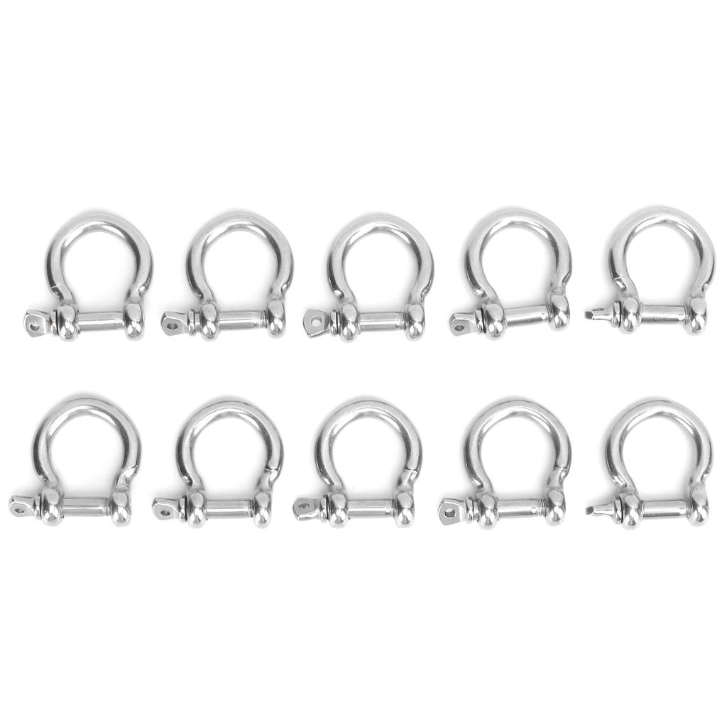 10pcs Bow Shackle Stainless Steel High Hardness DRing Anchor for Camping Hiking Outdoor Sports(M6