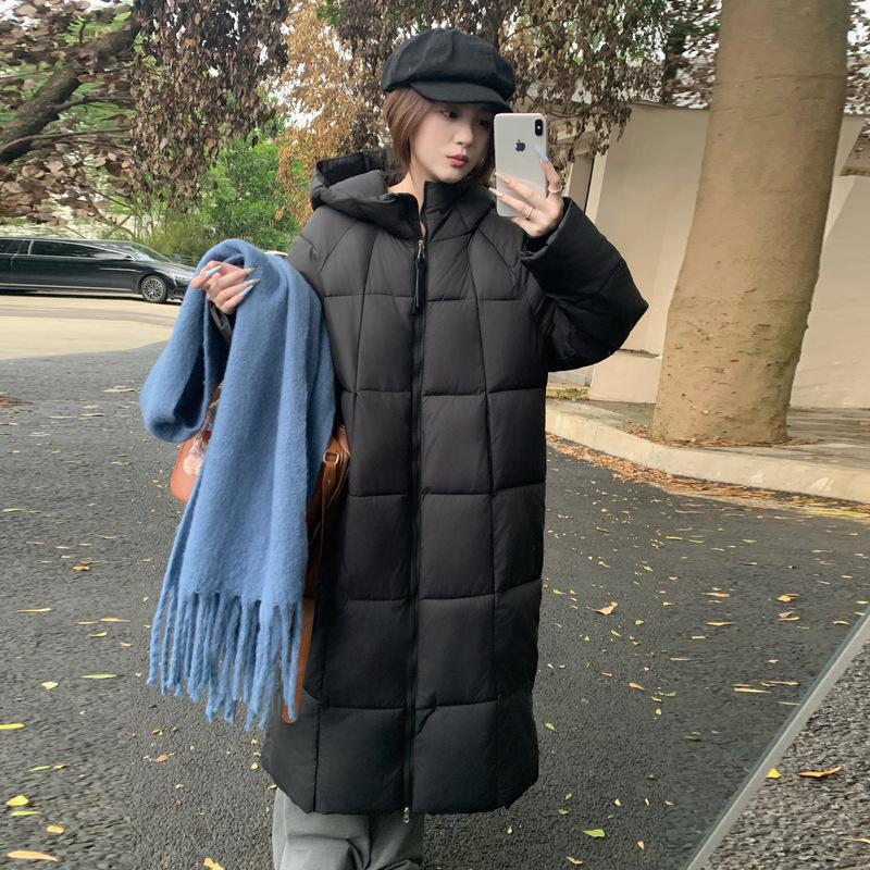 Down cotton-padded clothes women's medium and long popular hooded knee-length cotton-padded jackets