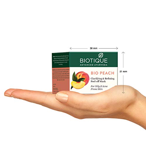 Biotique Bio Maseczka Peel Off z Brzoskwinią do Skóry Tłustej i Trądzikowej – Oczyszczająca i Wygładzająca – 50 ml Cruelty-Free