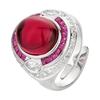 Jewelry Simulation Blue Spinel Plain Red Corundum Retro Ring Main Stone 10 * 12