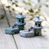Mini Retro Pond Tower Resin Craft Fairy Garden Decor Figurines Toys DIY Miniatures Terrarium Micro Landscape Home Ornaments