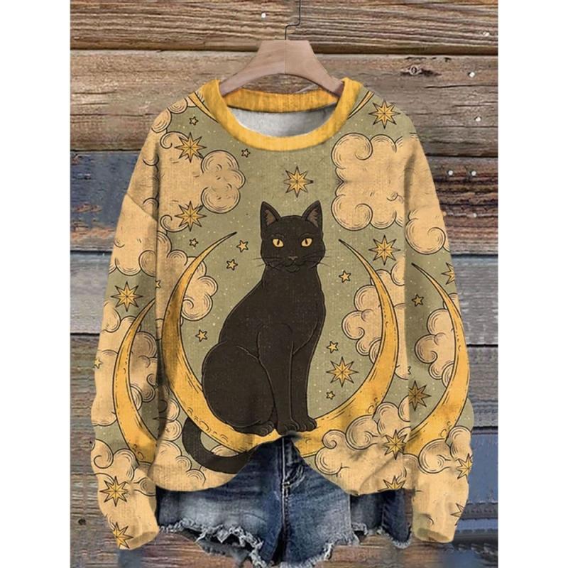 Women Casual Long Sleeve Sweatshirt 3d Print Women's Round Neck Pullovers Female Clothes Tops