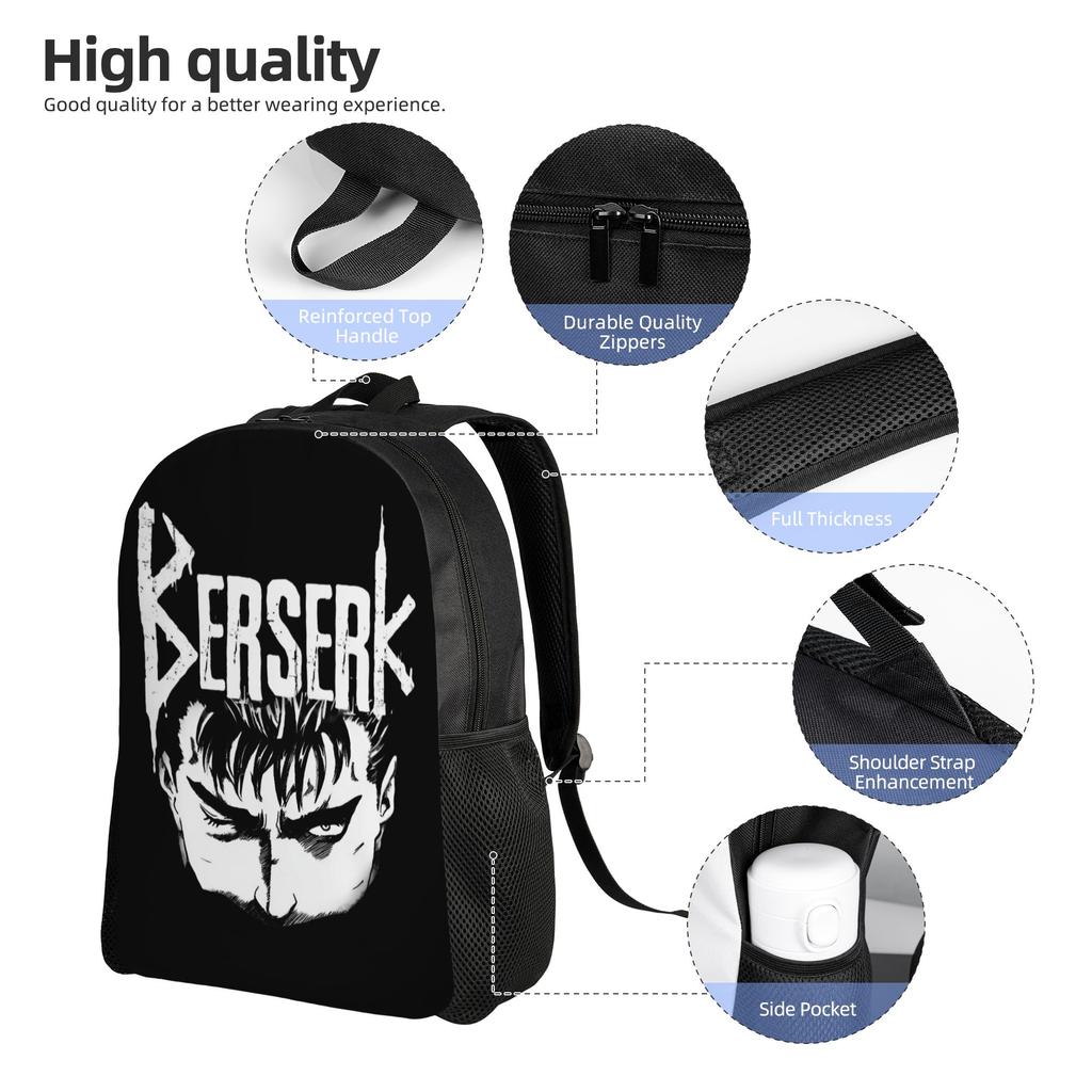 B-Berserkes Laptop Backpack Men Women Casual Bookbag for School College Student Adventure Bag