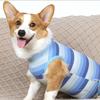 Blue Striped Pet Surgery Clothes Snap Buttons Small Dog Post-op Wear  Pet Injury Care